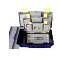 plastic tool case with 18 storage drawers